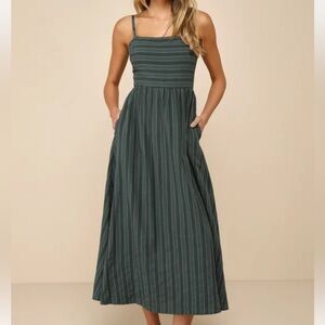Lulu’s Green Striped Maxi Dress